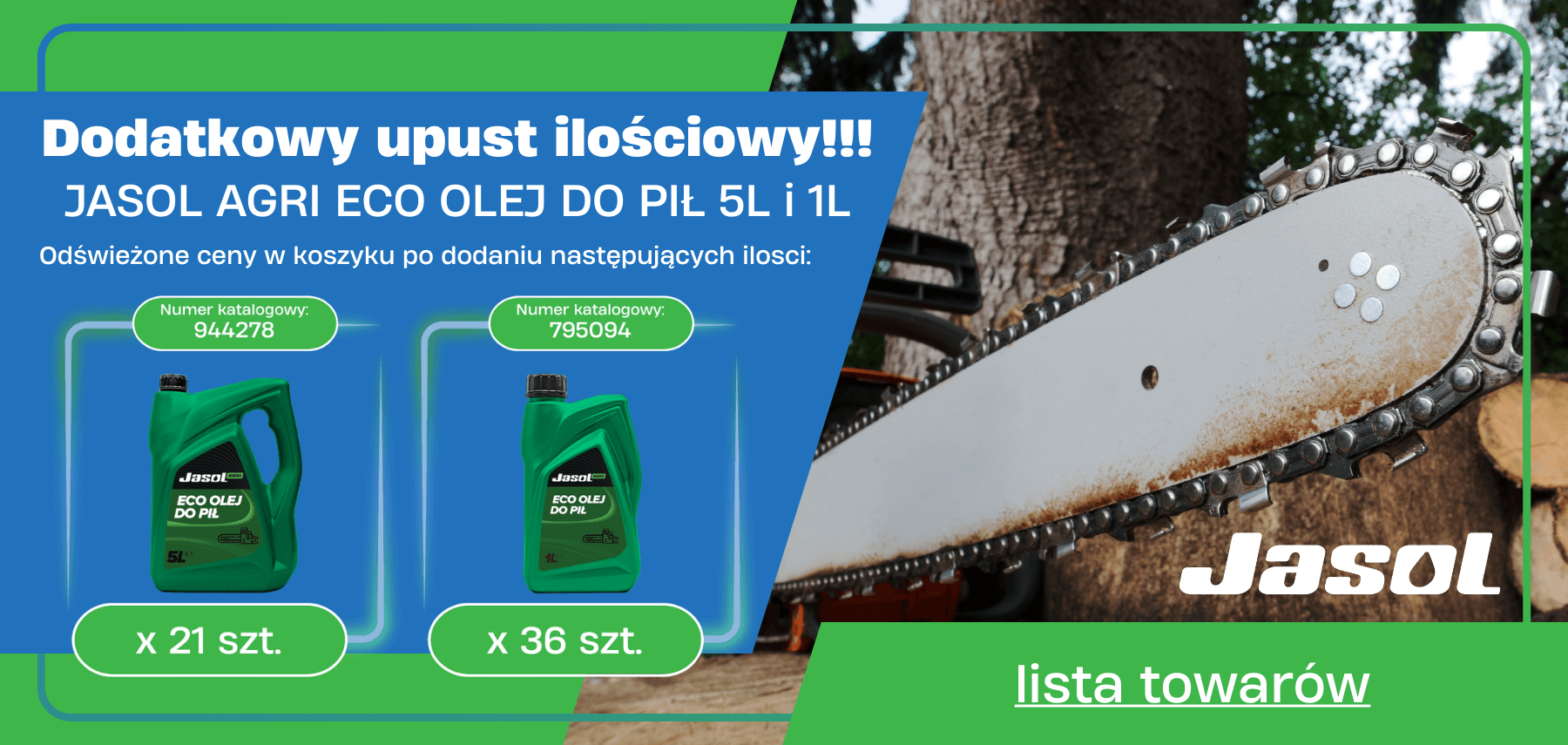 UPUST ILOŚCIOWY JASOL AGRI ECO OLEJ DO PIŁ