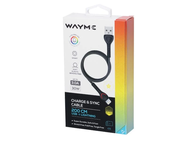 Kabel WAYME USB - Lightning PODŚWIETLANY LED 2m