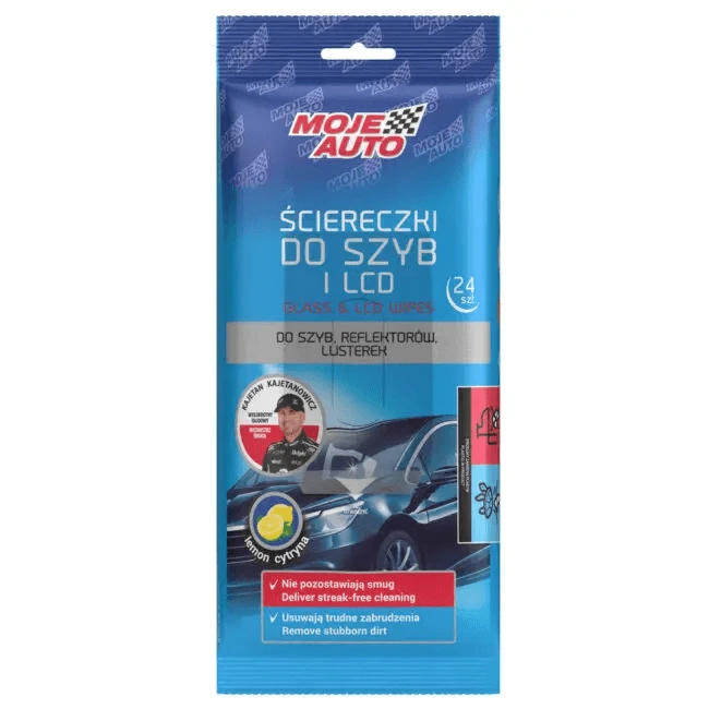 ŚCIERECZKI DO SZYB I LCD Moje Auto CYTRYNA 24szt