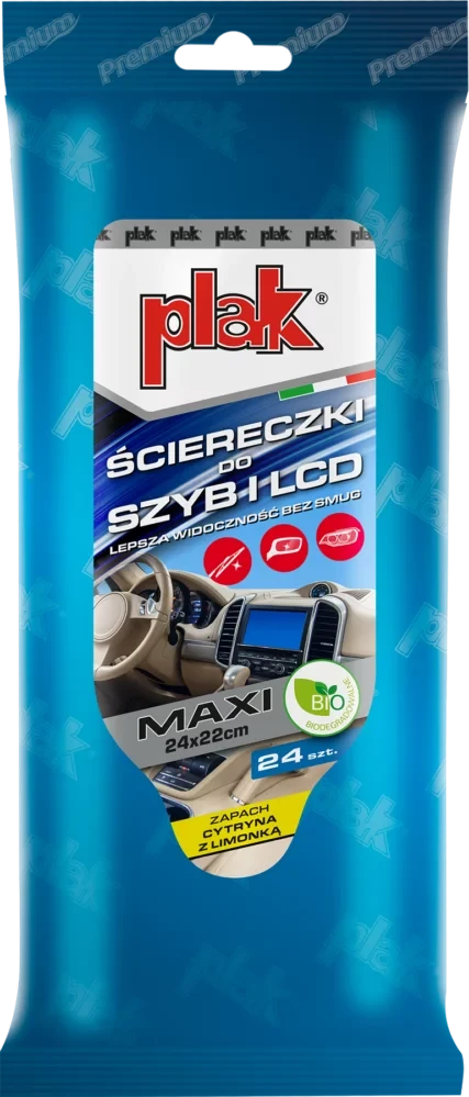 ŚCIERECZKI DO SZYB I LCD PLAK MAXI CYTRYNA Z LIMONKĄ 24szt