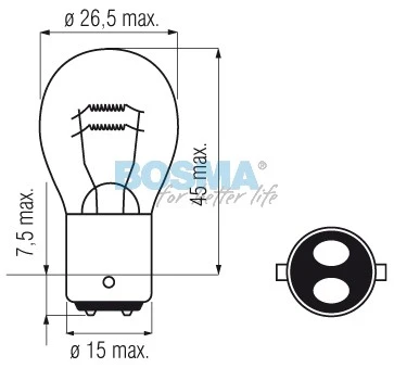 ZAR.12 [V] 21/5 [W] P21W/5 BAY15D Bosma
