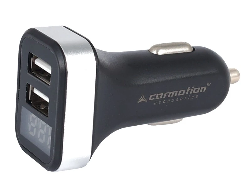ŁADWOARKA SAMOCHODOWA 2 x USB 2.1A z woltomierzem CARMOTION