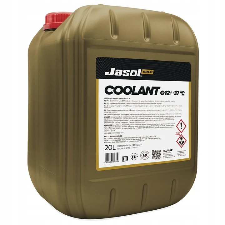 PŁYN DO CHŁODNIC JASOL G12+ CZERWONY GOLD COOLANT 20L