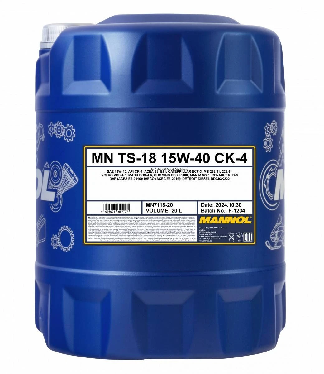 MANNOL TS-18 15W40 CK-4 7118 20L