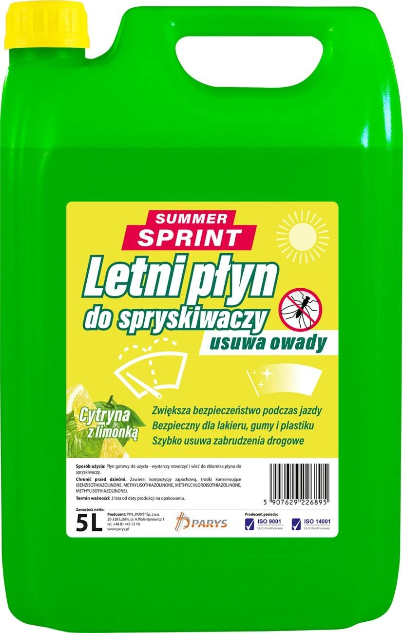 PŁYN DO SPRYSKIWACZY LETNI SPRINT CYTRYNA Z LIMONKĄ 5L