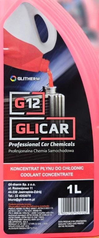 KONCENTRAT DO CHŁODNIC GLICAR G12 CZERWONY 1L