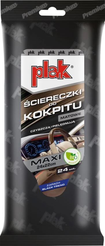 ŚCIERECZKI DO KOKPITU MATOWE PLAK MAXI BLACK TREND 24szt