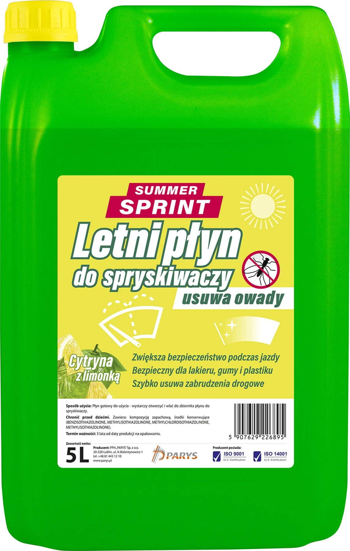 PŁYN DO SPRYSKIWACZY LETNI SPRINT CYTRYNA Z LIMONKĄ 5L