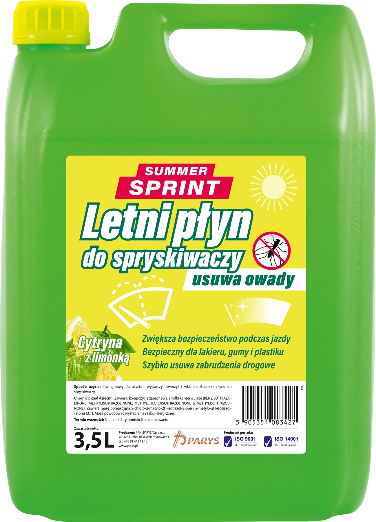 PŁYN DO SPRYSKIWACZY LETNI SPRINT CYTRYNA Z LIMONKĄ 3,5L