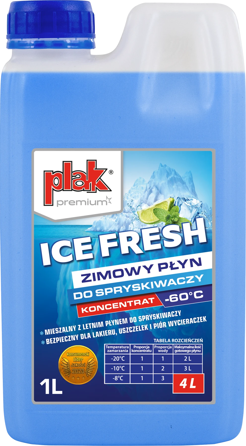KONCENTRAT DO SPRYSKIWACZY ZIMOWY PLAK ICE FRESH 1L -60°C