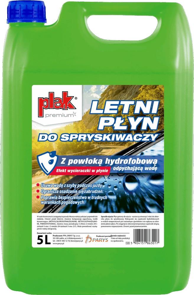 PŁYN DO SPRYSKIWACZY LETNI PLAK PREMIUM Z POWŁOKĄ HYDROFOBOWĄ 5L