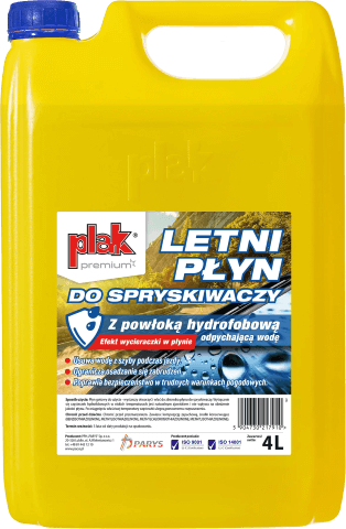 PŁYN DO SPRYSKIWACZY LETNI PLAK Z POWŁOKĄ HYDROFOBOWĄ 4L