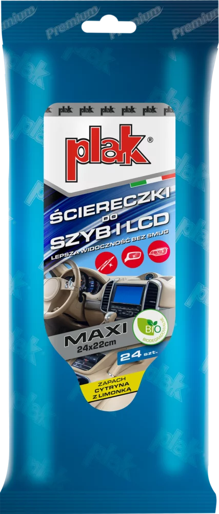 ŚCIERECZKI DO SZYB I LCD PLAK MAXI CYTRYNA Z LIMONKĄ 24szt