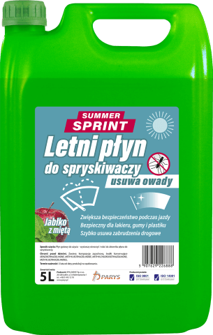PŁYN DO SPRYSKIWACZY LETNI SPRINT JABŁKO Z MIĘTĄ 5L