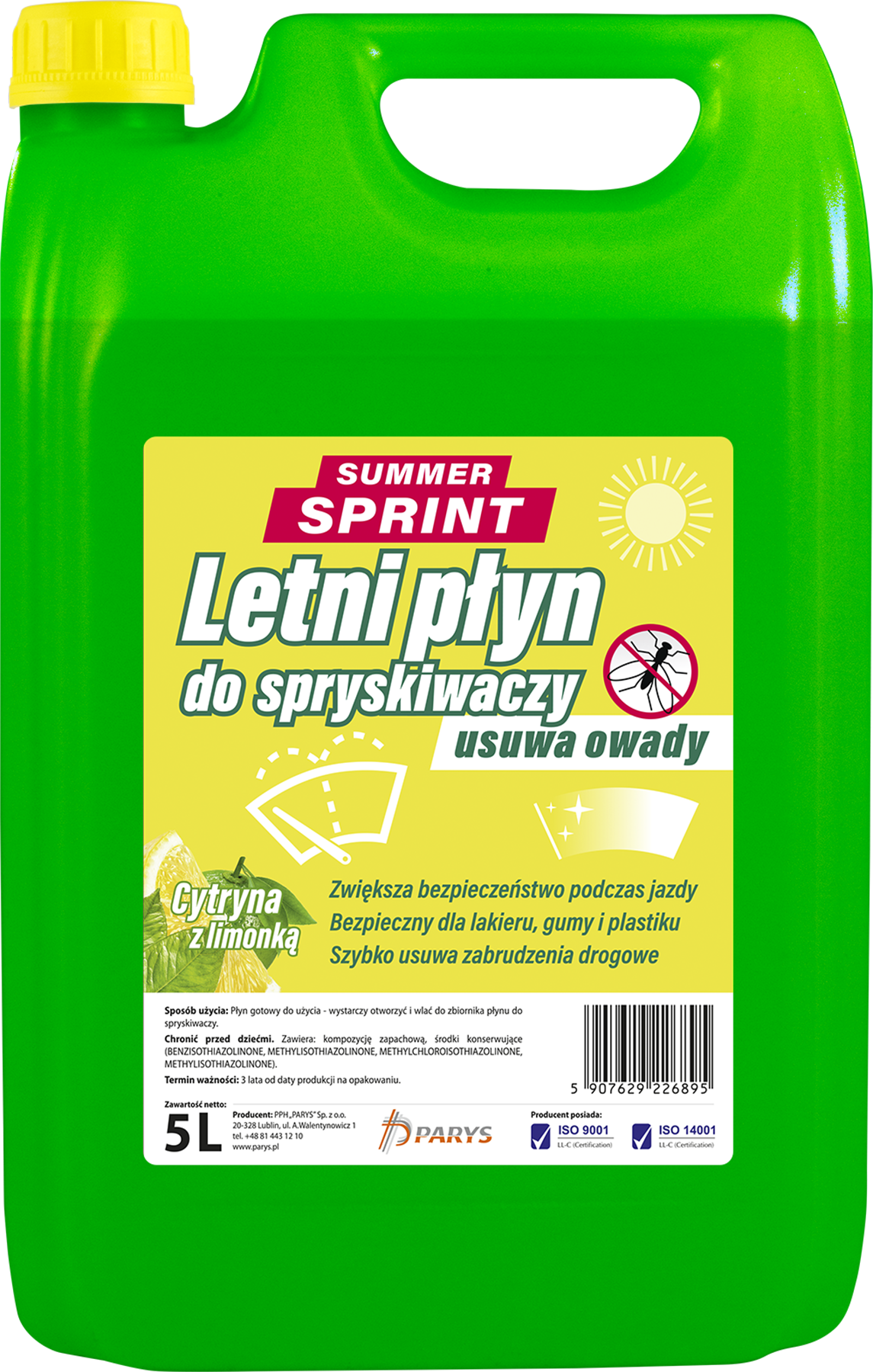 PŁYN DO SPRYSKIWACZY LETNI SPRINT CYTRYNA Z LIMONKĄ 5L