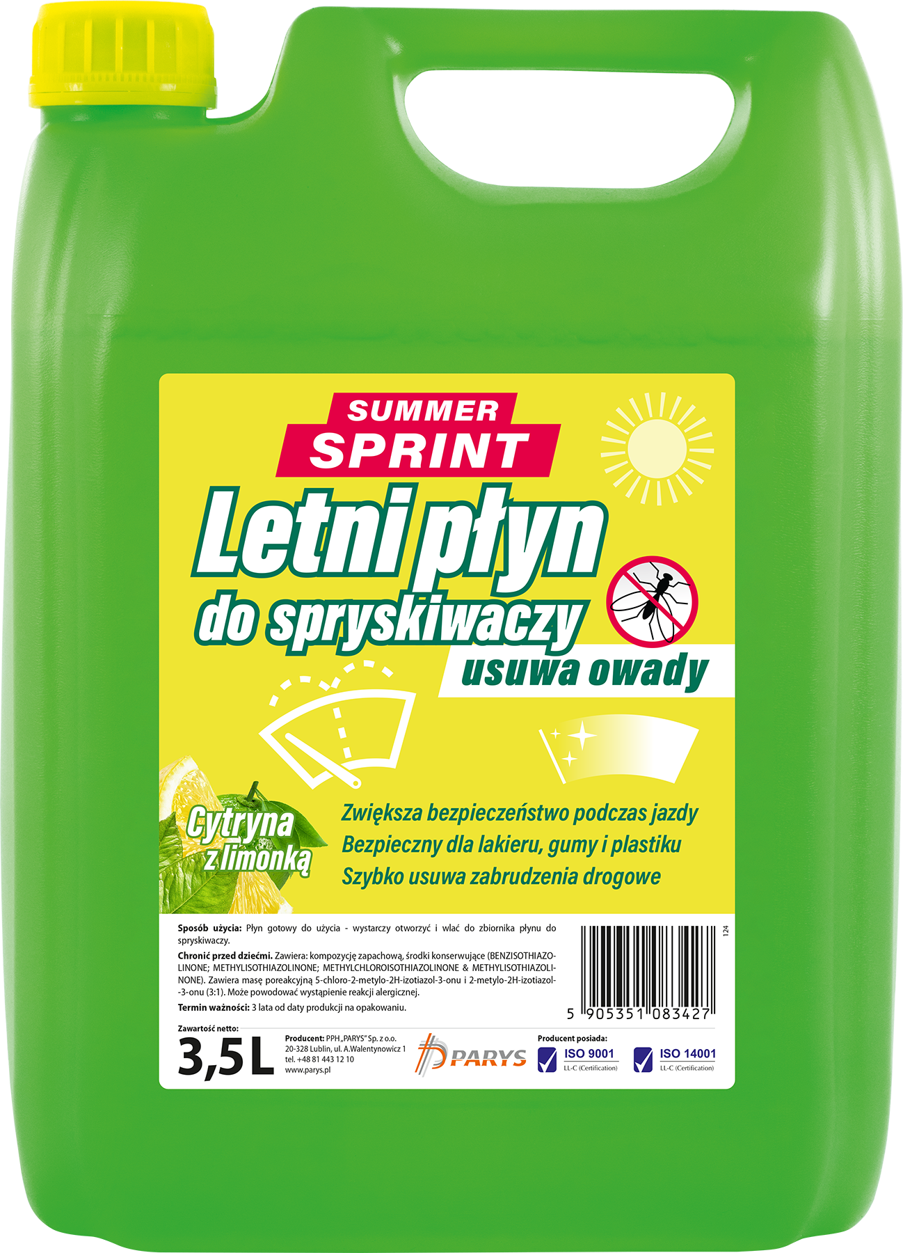 PŁYN DO SPRYSKIWACZY LETNI SPRINT CYTRYNA Z LIMONKĄ 3,5L