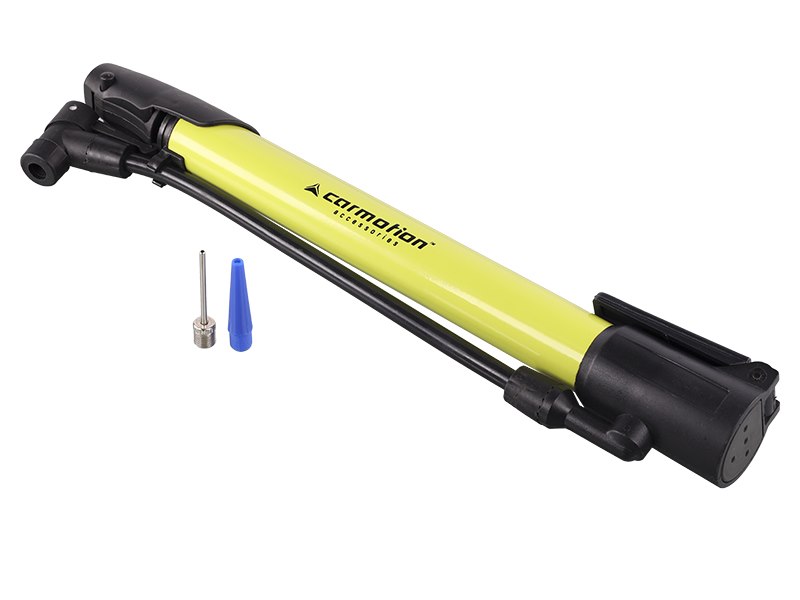 MINI POMPKA RĘCZNA 310mm Z WĘŻYKIEM I UCHWYTEM ROWEROWYM MAX 8 BAR/120 PSI CARMOTION