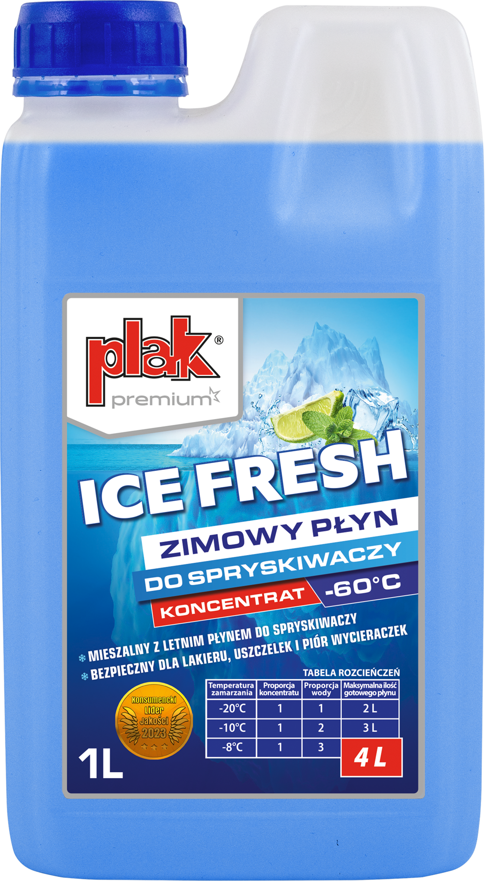 KONCENTRAT DO SPRYSKIWACZY ZIMOWY PLAK ICE FRESH 1L -60°C
