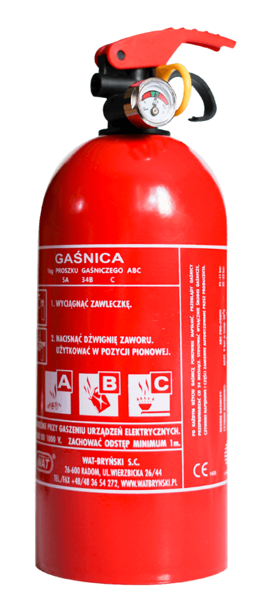 GAŚNICA PROSZKOWA ABC Z MANOMETREM W-A-T Bryński 1kg