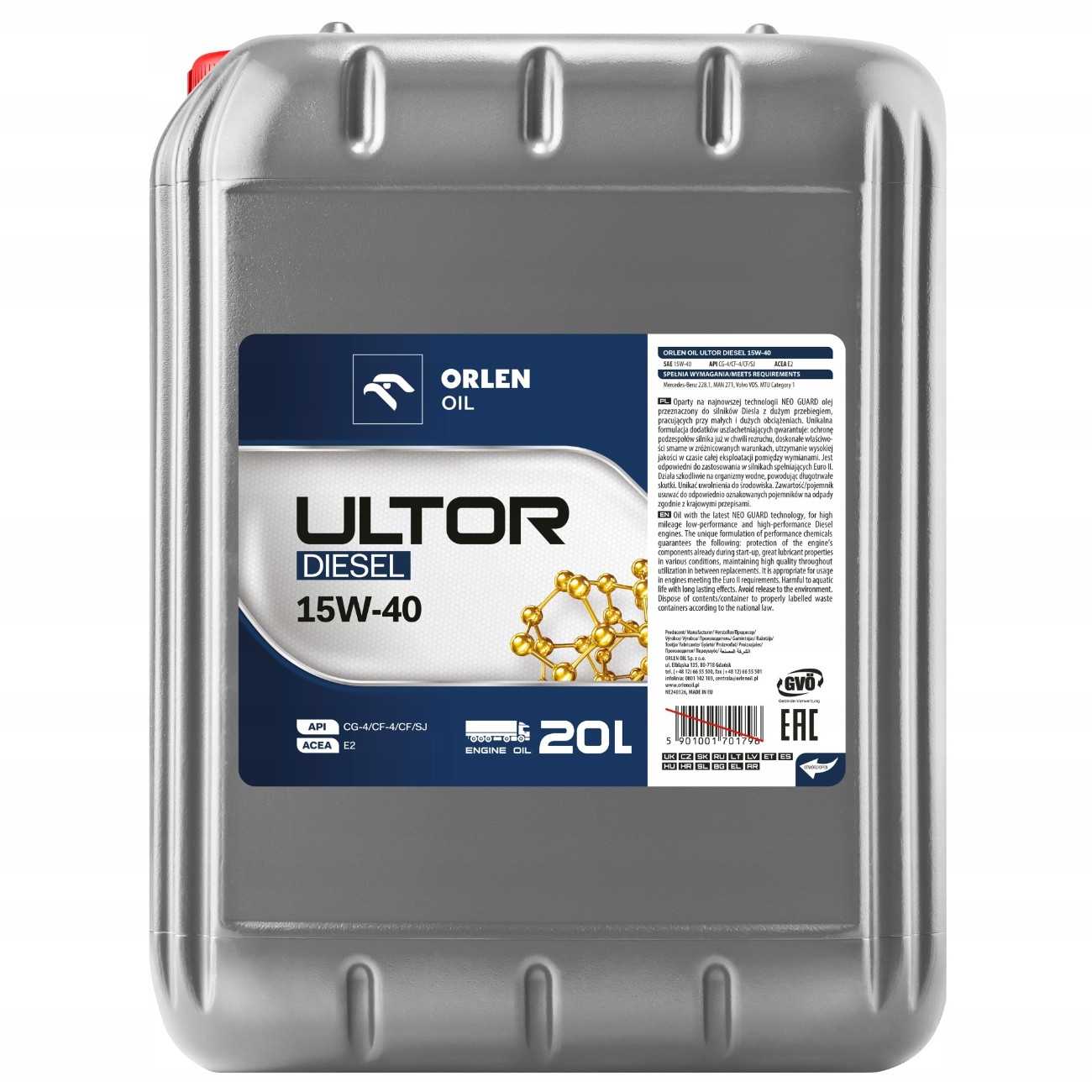 ORLEN ULTOR DIESEL 15W40 20L (PLATINUM ULTOR DIESEL)