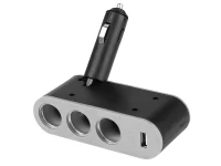 ROZGAŁĘZIACZ potrójny łamany 12/24V z USB 500mA